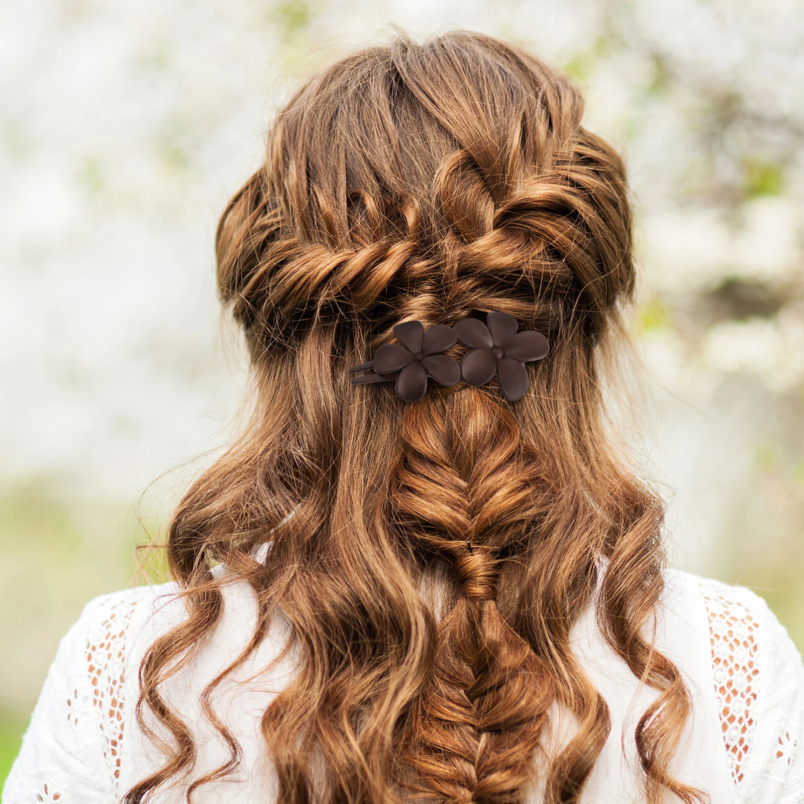 

2Pcs Flower Hair Clips Women Thin Flat Claw Headdress Decorative Plastic Lightweight Versatile Strong Wedding Events