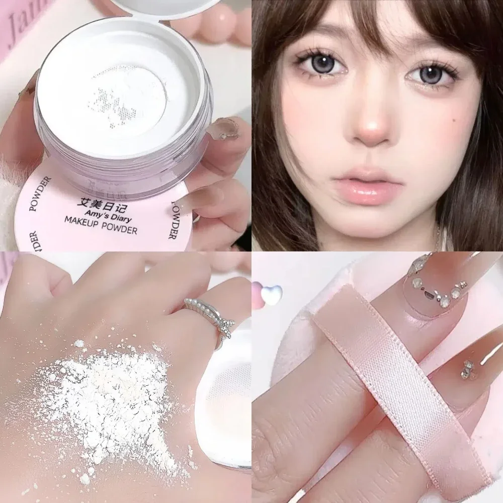 Polvo suelto con ajuste de aire, transparente, blanco, larga duración, acabado mate, maquillaje, Control de aceite, cobertura, polvo facial, cosméticos con soplo