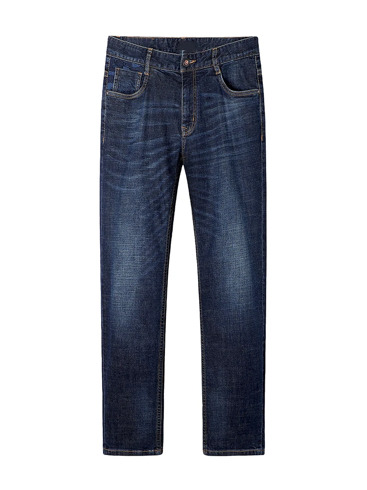 

Versatile Basic Men's Busin Casual Straight Leg Jeans mid Waist Long Pants Autumn New Sle Youth Trend Water Waed