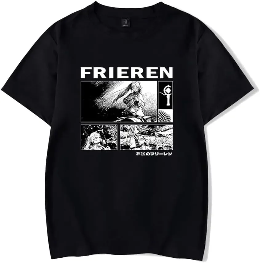 Anime Frieren Print Women T-shirt Beyond Journey's End Short Sleeve T Shirt Harajuku Casual Streetwear Funny Unisex Clothing Top