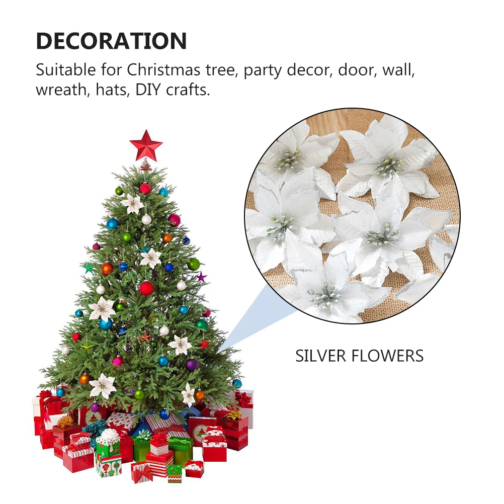 

Christmas Flower Decoration Artificial Fake Xmas Cloth Ornaments Reusable DIY Accessories Christmas Tree Party Home