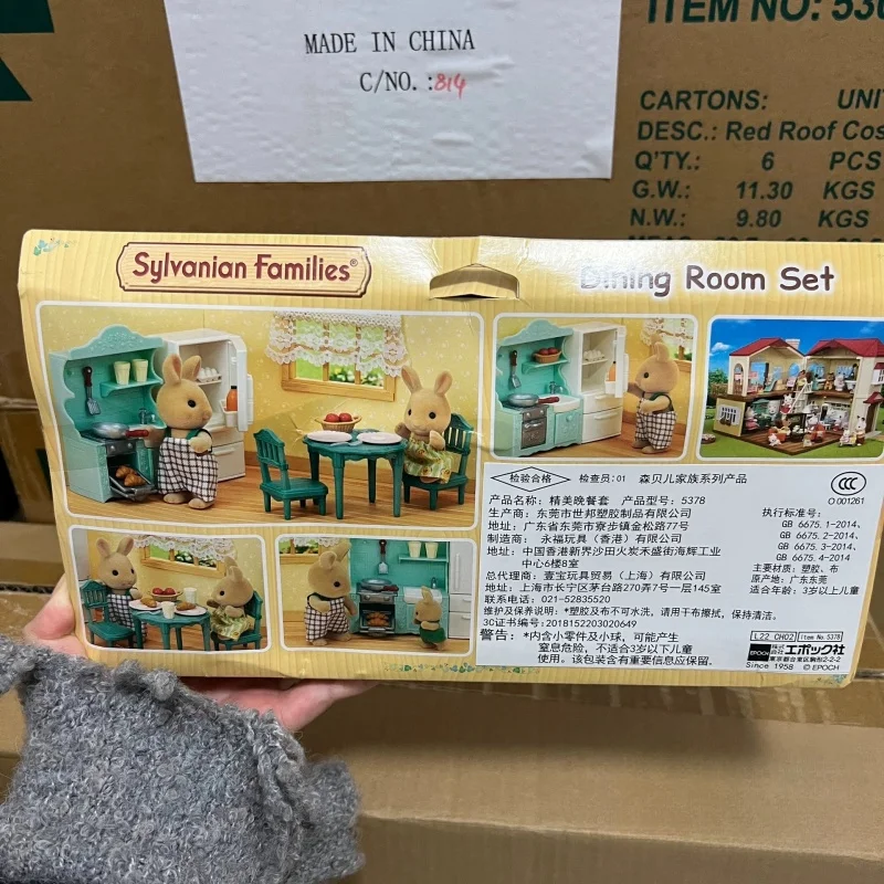 Sylvanian Families Anime Figures Forest Toy Exquisite Dinner Set Simulation Kitchen Furniture Girl Toys Table And Chair Gift Toy