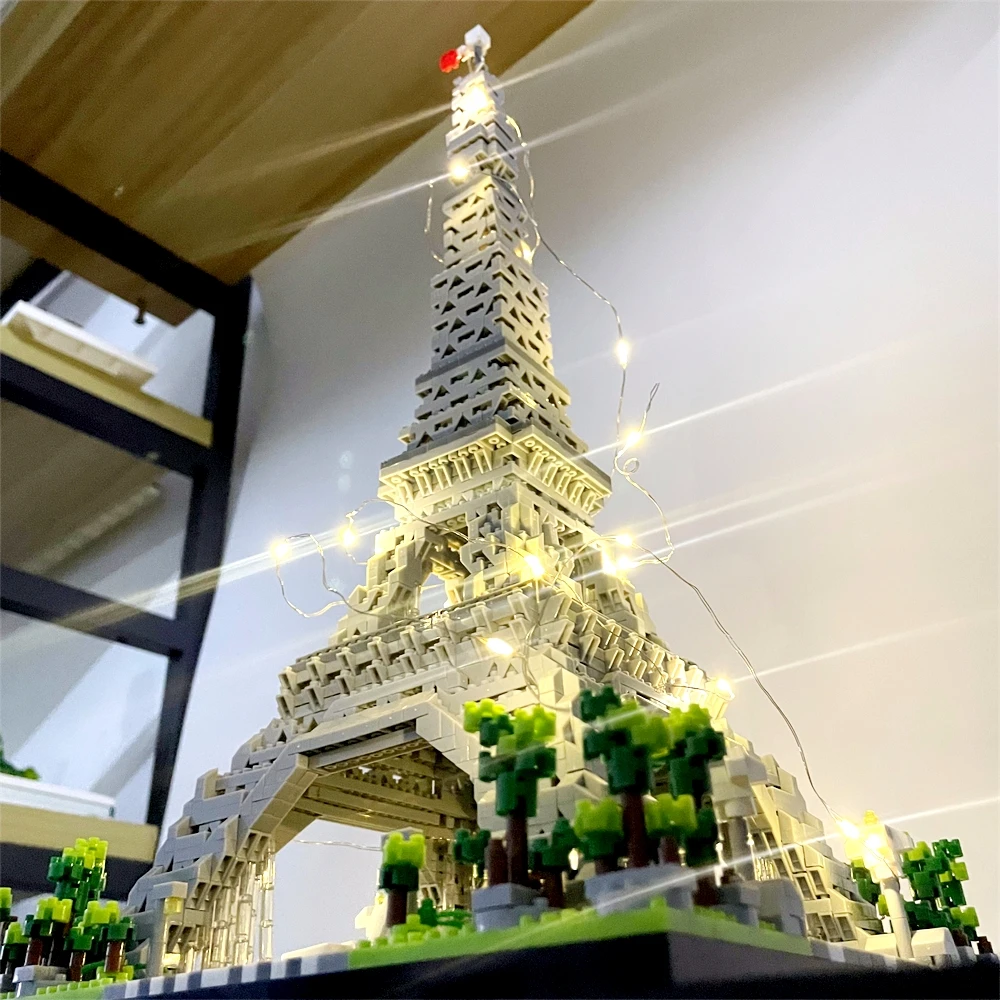 Eiffel Tower with LED Micro Blocks Building Set  Toys: Detailed Replica, Educational Building Fun, Perfect Gift for Paris Lovers