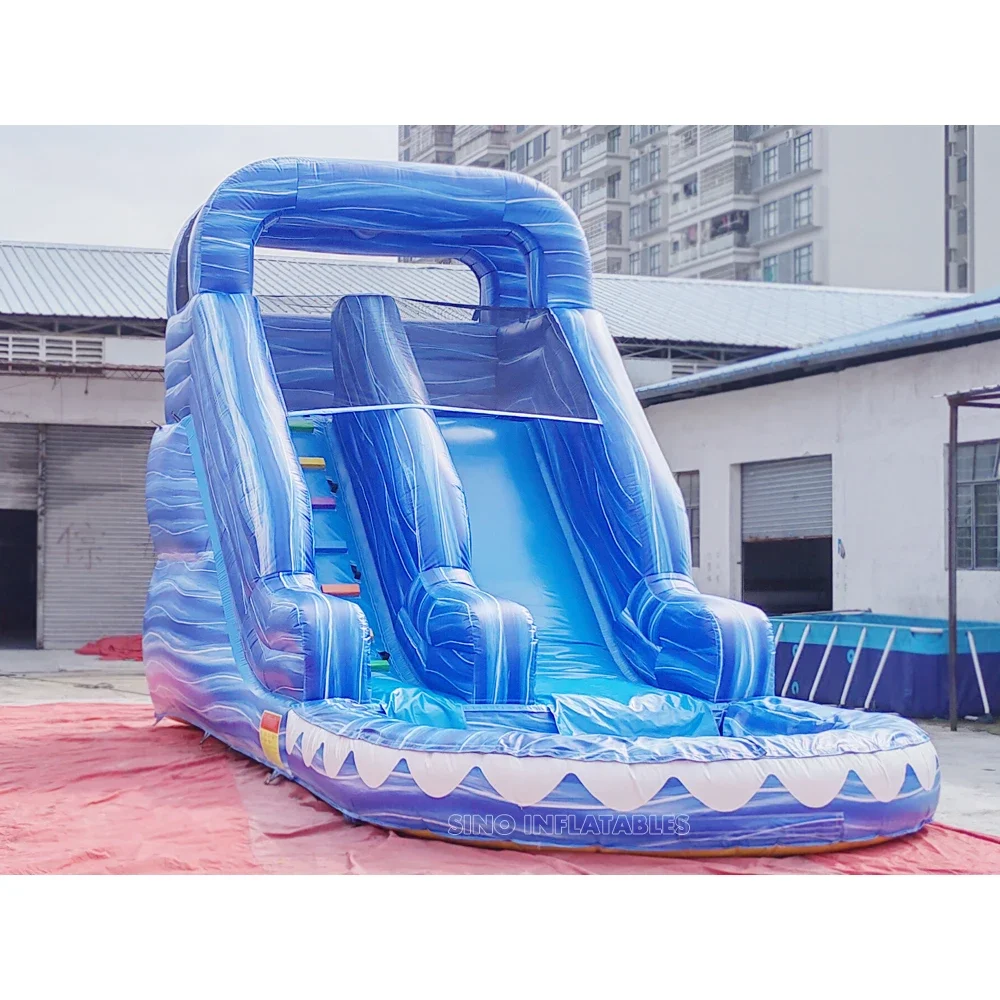 17' high kids ocean wave inflatable water slide with pool certified by EN14960 made of lead free material from Sino Inflatables