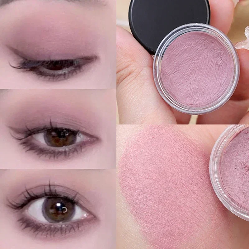 Crema de sombra de ojos mate, resistente al agua, suave y sedoso, pigmento de imprimación, maquillaje de ojos monocromático de larga duración, color rosa melocotón y marrón