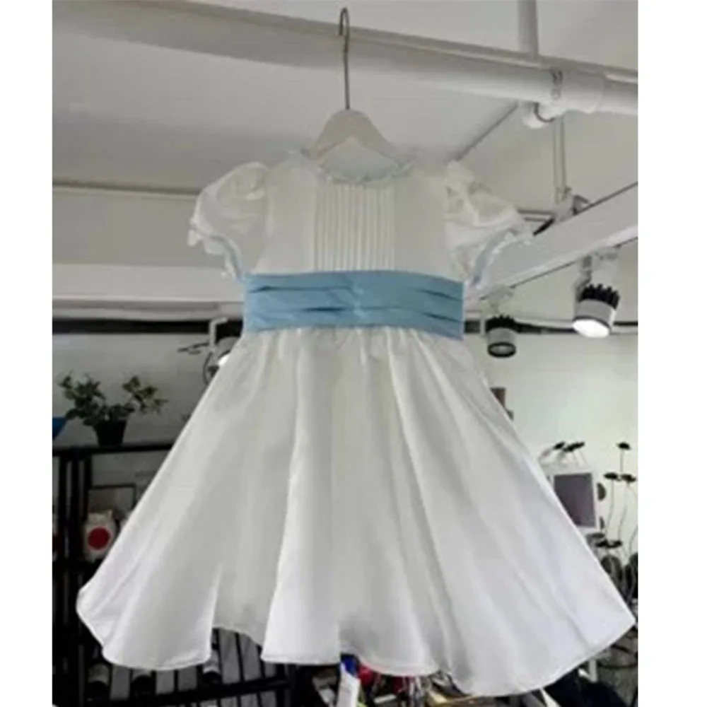 Baby Girls Birthday Dress Retro Elegant Kids Princess Dresses Ruffler Sleeve Pleated Wedding Party Prom Gown for Children 1-12T