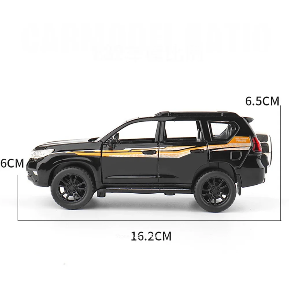 1:32 Toyota Prado Speelgoed Auto Modellen Zinklegering Wiel Trek SUV met Lichte Muziek Miniatuur Voertuigen voor Jongens Ornamenten Geschenken