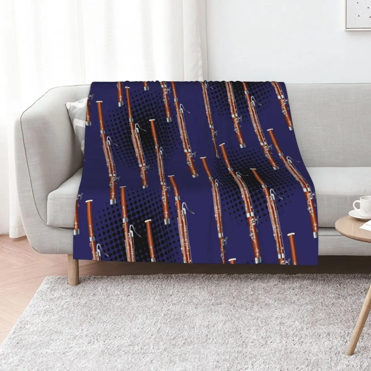 Bassoon on black / purple Throw Blanket Camping For Sofa Thin Flannel Fabric Shaggy Retros Beautifuls Blankets