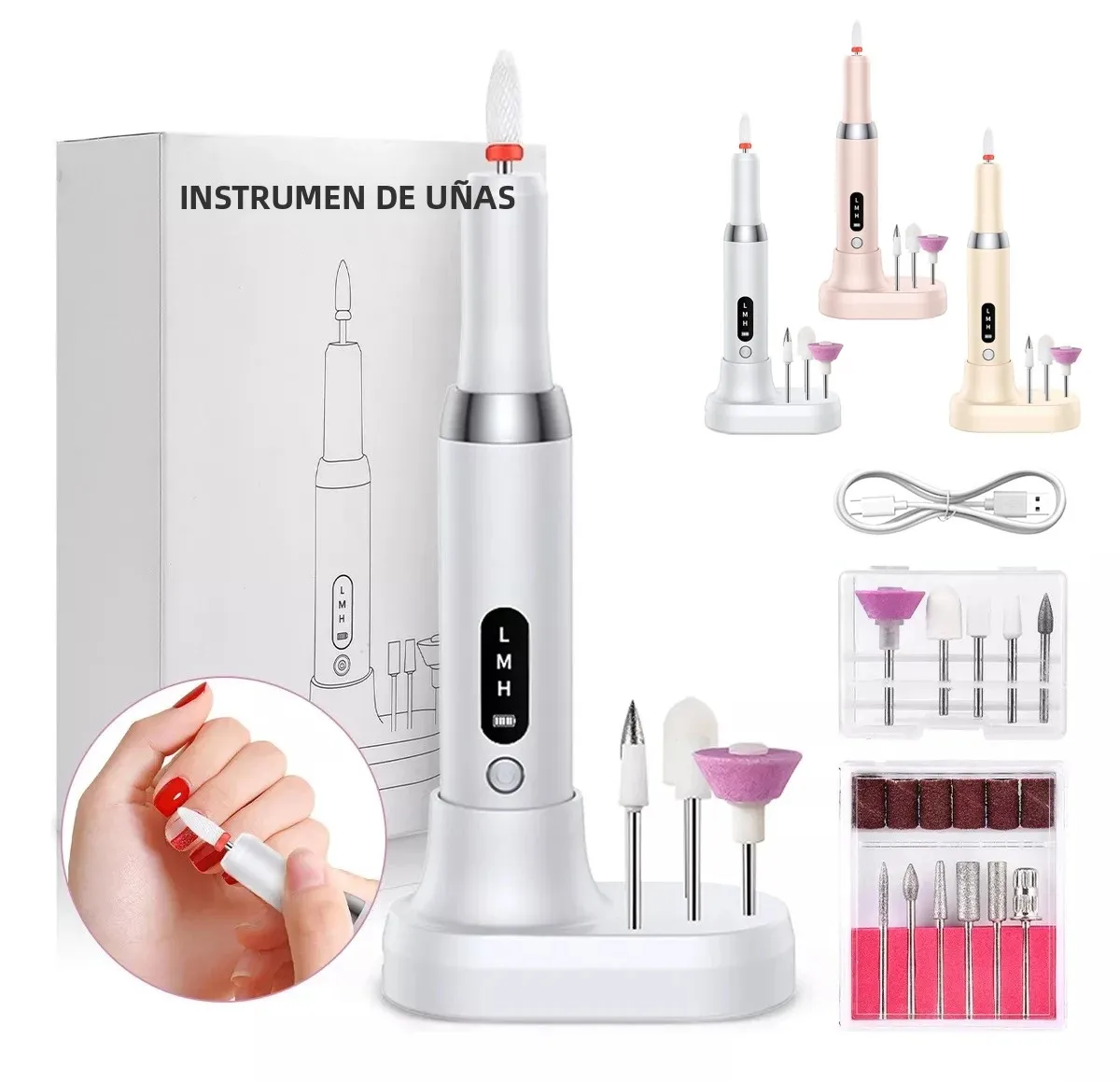 Pulidor de uñas eléctrico, brocas profesionales para pulir uñas, pulido, eliminación de piel muerta, lima de lijado artística, máquina de manicura