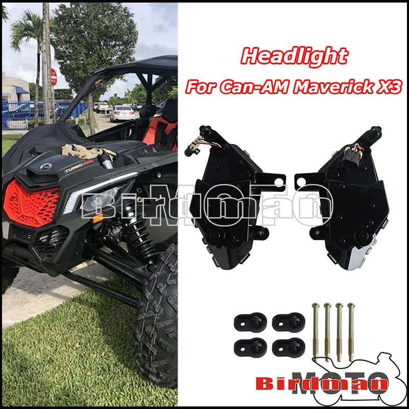 12 Volts UTV  Front Headlight Cover Waterproof LED Motorcycle Head Lamp For Can Am Maverick X3 Max Turbo 2018 2019 2020 2021