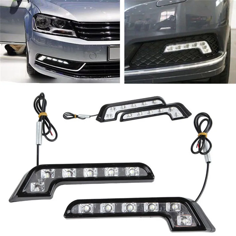 2PCS Universal LED Car Daytime Running Light 6LED 12V L-shaped DRL White Light 660LM Waterproof Driving Fog Lights Accessories