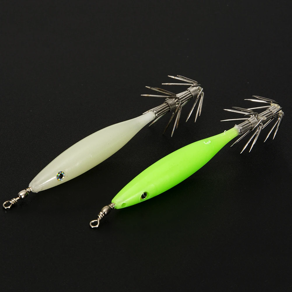 5개입 발광 오징어 미끼 야간 낚시 램프 훅 방수 오징어 유인 미끼 녹 방지 이중 훅 야간 낚시용