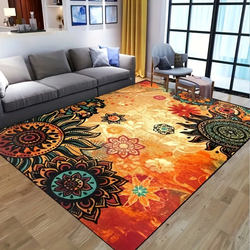 

Beautiful Flowers Print Non-slip Rug, Polyester, for Entryway, Living Room, Bedroom, Outdoor Patio, Garden Decor, Home Decor