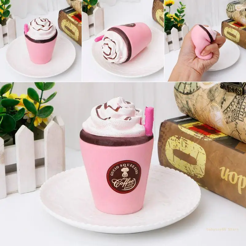 

Y4UD 11CM Coffee Cup With Straw Scent Slow Rising Squeeze for Dol