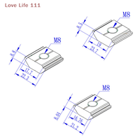 New 5pcs 21.2mm 22.3mm 23.7mm Solar Panel Mounting Aluminum Alloy Bracket End Mid Clamp T-Blocks Square Nuts M8 T-Sliding Nut