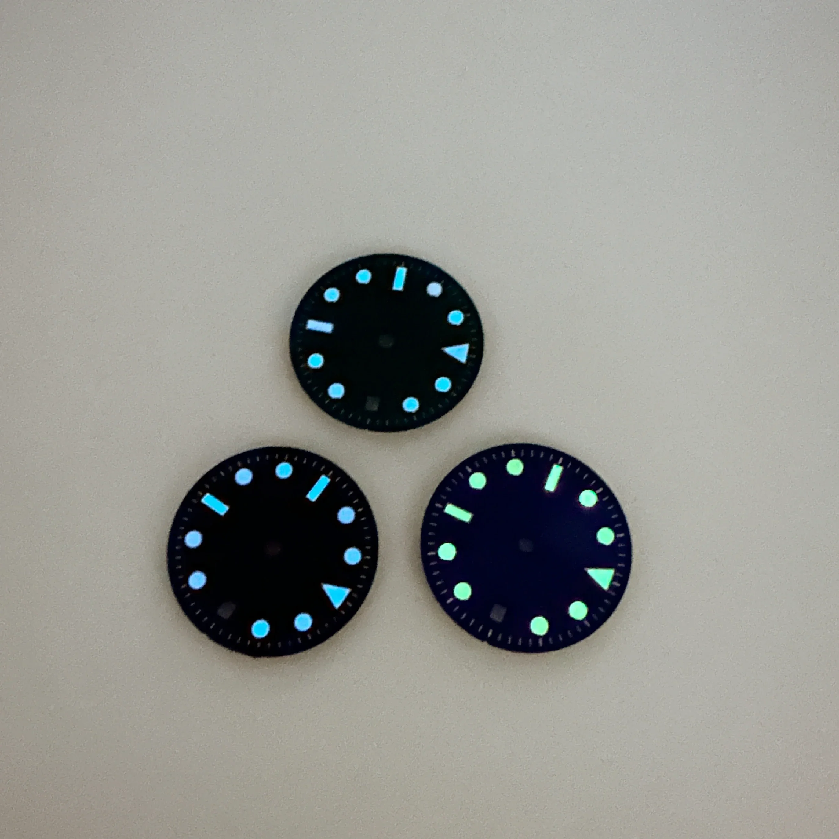 29mm Blue Luminous Watch Dial + Green Luminous Hands Watch Face Replacement Accessories Set for 8215/8200/821A/2813 Movement