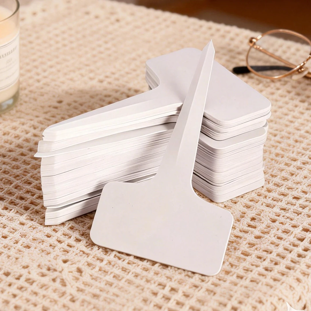 100 Pcs 6 x10cm Plastic Plant T-Type Tags Nursery Garden Labels, Re-Usable Plant Tags
