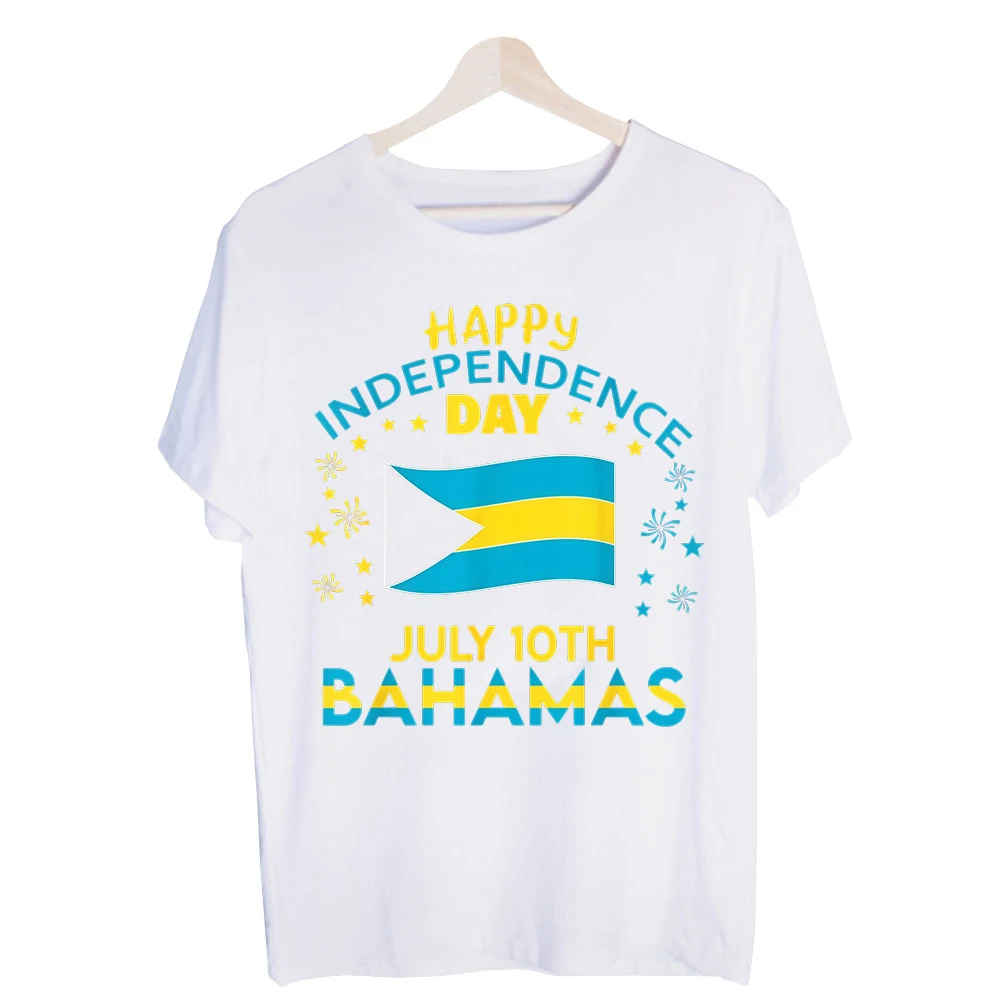 Men's Bahamas Flag Graphic Tee, Short Sleeve Crew Neck T-Shirt for Independence Day Celebrations and Summer Outfits