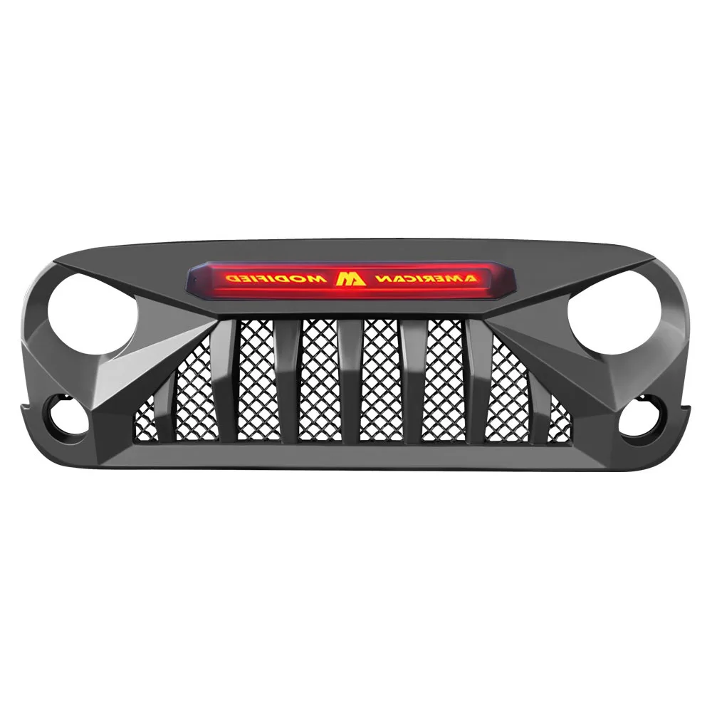 Car Modified Grille New Design Racing Grill Front Bumper Mesh Grille With Light For Wrangler For Jeep Wrangler JK JKU 2007-2017