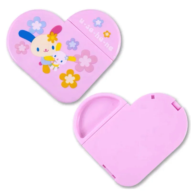 Usahana ミニミラー コーム付き 漫画バニーかわいいかわいいバニティ化粧鏡ハート型ポータブル小型ミラー