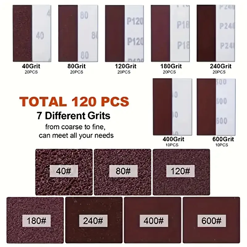Mini kit de ponceuse de détail, ensemble de ponceuse manuelle, mini bloc de ponçage du bout des doigts de 3,25 x 1,0 pouces, outil de ponçage compact pour les petits espaces