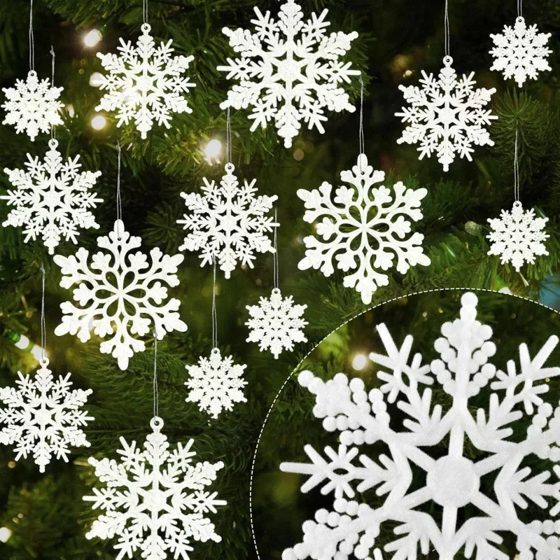 3/6/12Pcs 10CM Snowflakes Merry Christmas Decoration Hanging Xmas Tree Pendant for Home Decor New Year 2026 Ornament Accessories