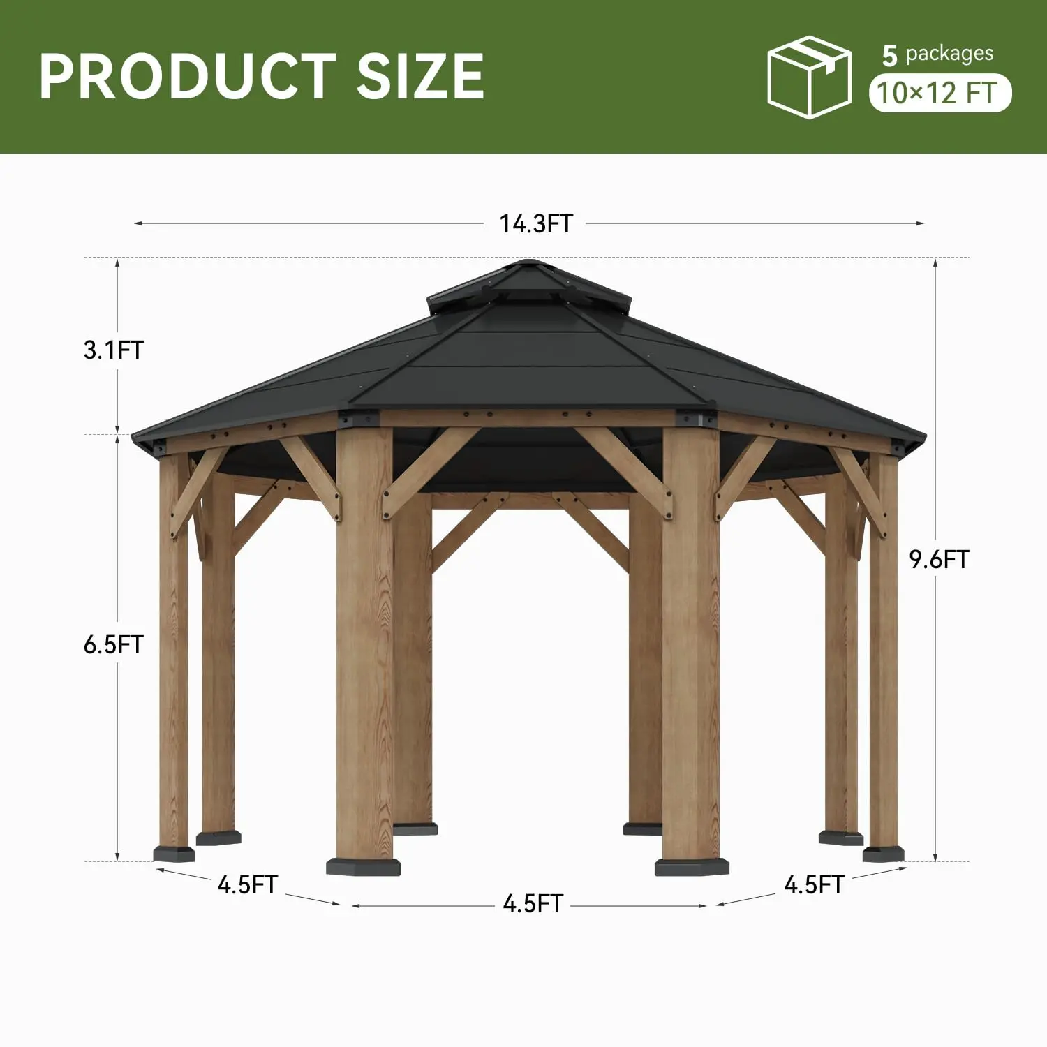 13' x 13' Outdoor Wood Octagon Gazebo, Customized