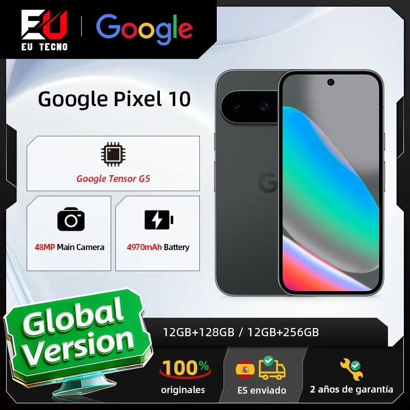 Version mondiale Google Pixel 10 5G Smartphone Google Tensor G5 Écran OLED 6,3 pouces 120 Hz Batterie 4970 mAh Appareil photo arrière 48 Mpx Google