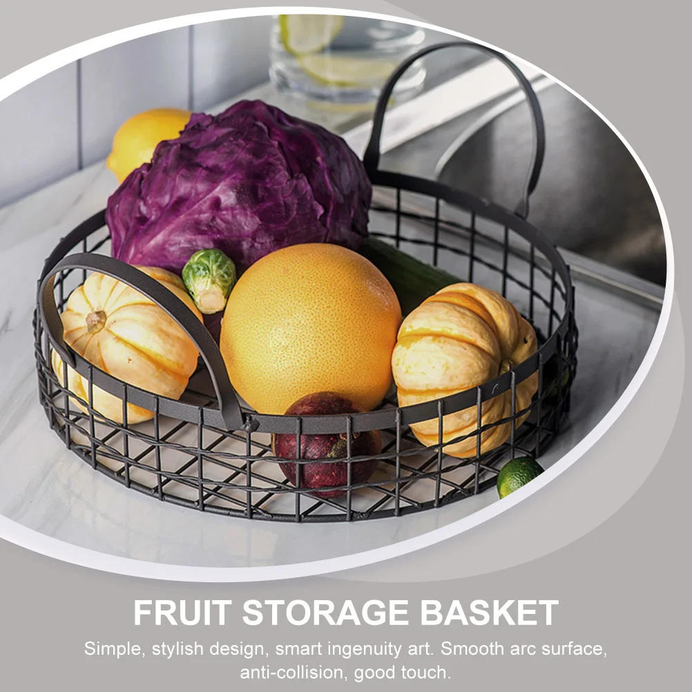 

Retro Bread Basket Iron Fruit Storage Hollowed Desktop ganizer Black Wire Baskets Thickened Material Smooth Arc Waterproof