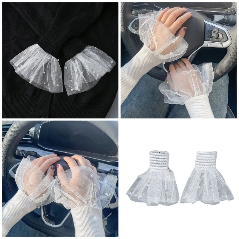 Fairy Wrist Cuffs For Shirts Sweater Lace False Sleeve Ornament Flared Ruffled Flared Sleeves False Wrist Cuffs