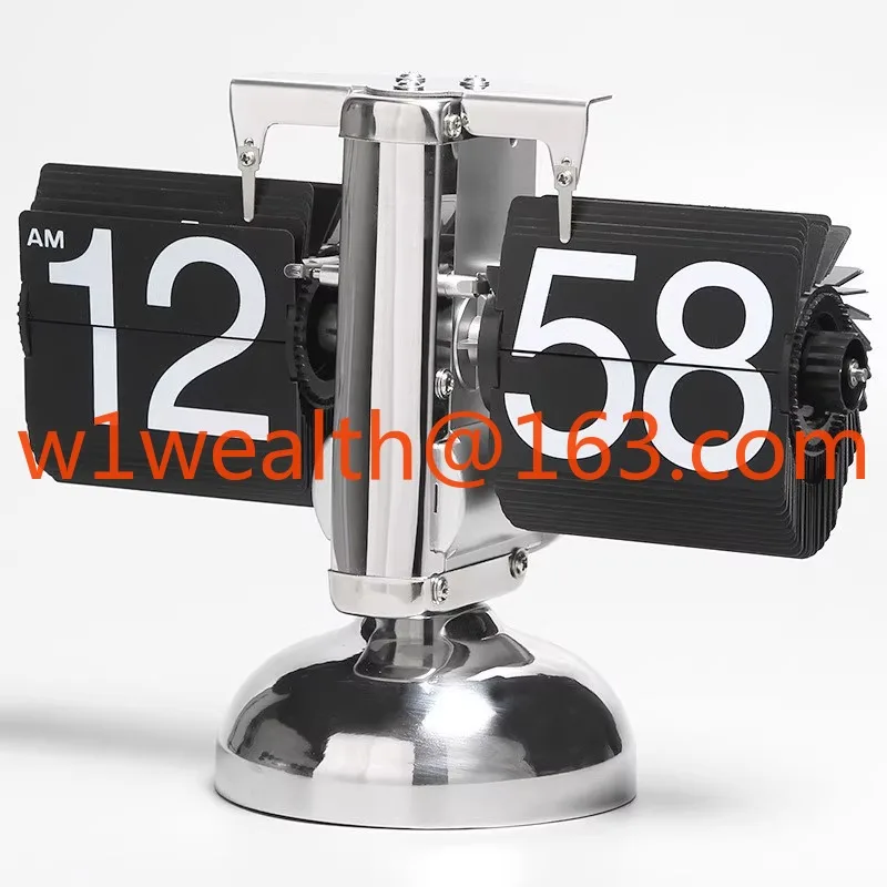 

Retro small balance automatic page turning table European style living room desktop clock handicraft single-leg clock
