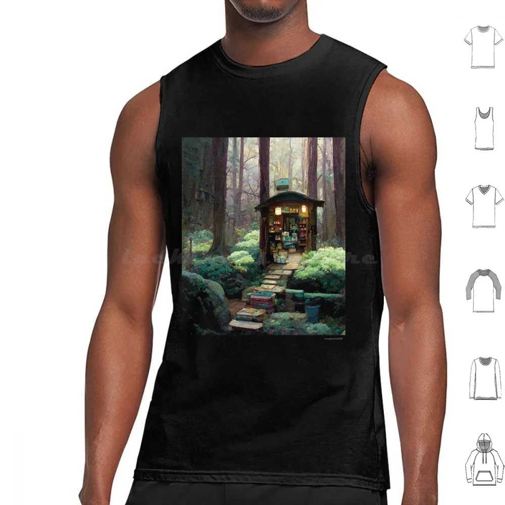 Magical Bookstore In The Woods Tank Tops Vest Sleeveless Books Bookstore Bookish Library Bookish Aesthetic Reader Reading