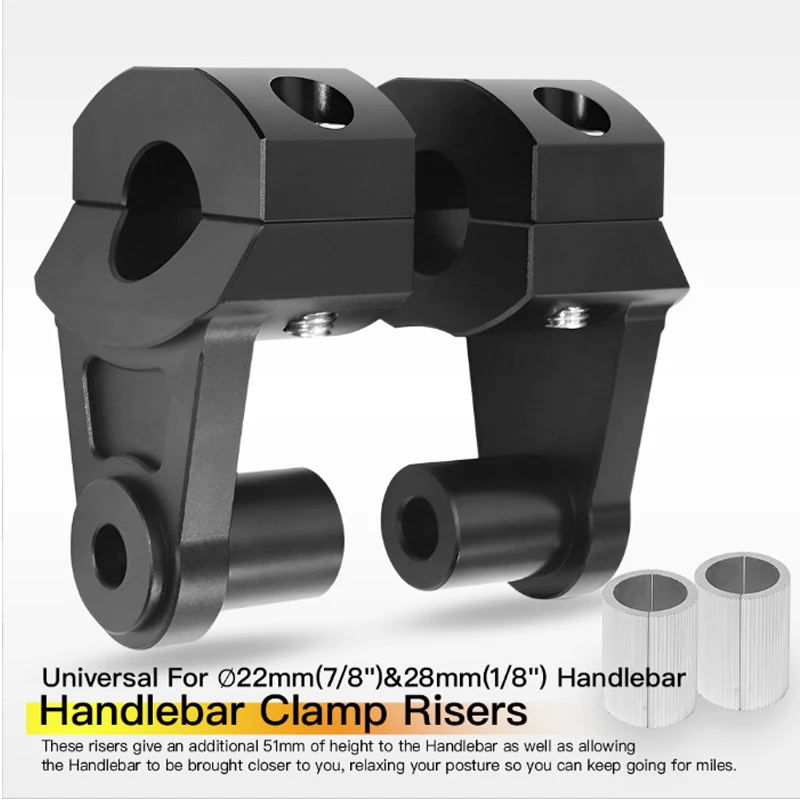 2 pz. Accessori Moto Universali Rialzi Manubrio 22-28mm, Blocco di Rialzo Manubrio da 51mm