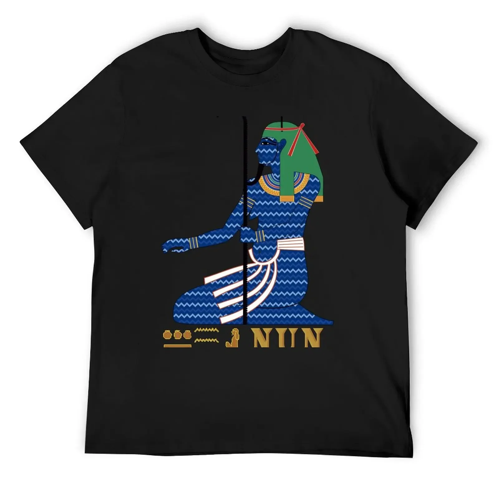 NUN Ancient Egyptian God with Hieroglyphics T-Shirt plus sizes street wear t shirts for men graphic