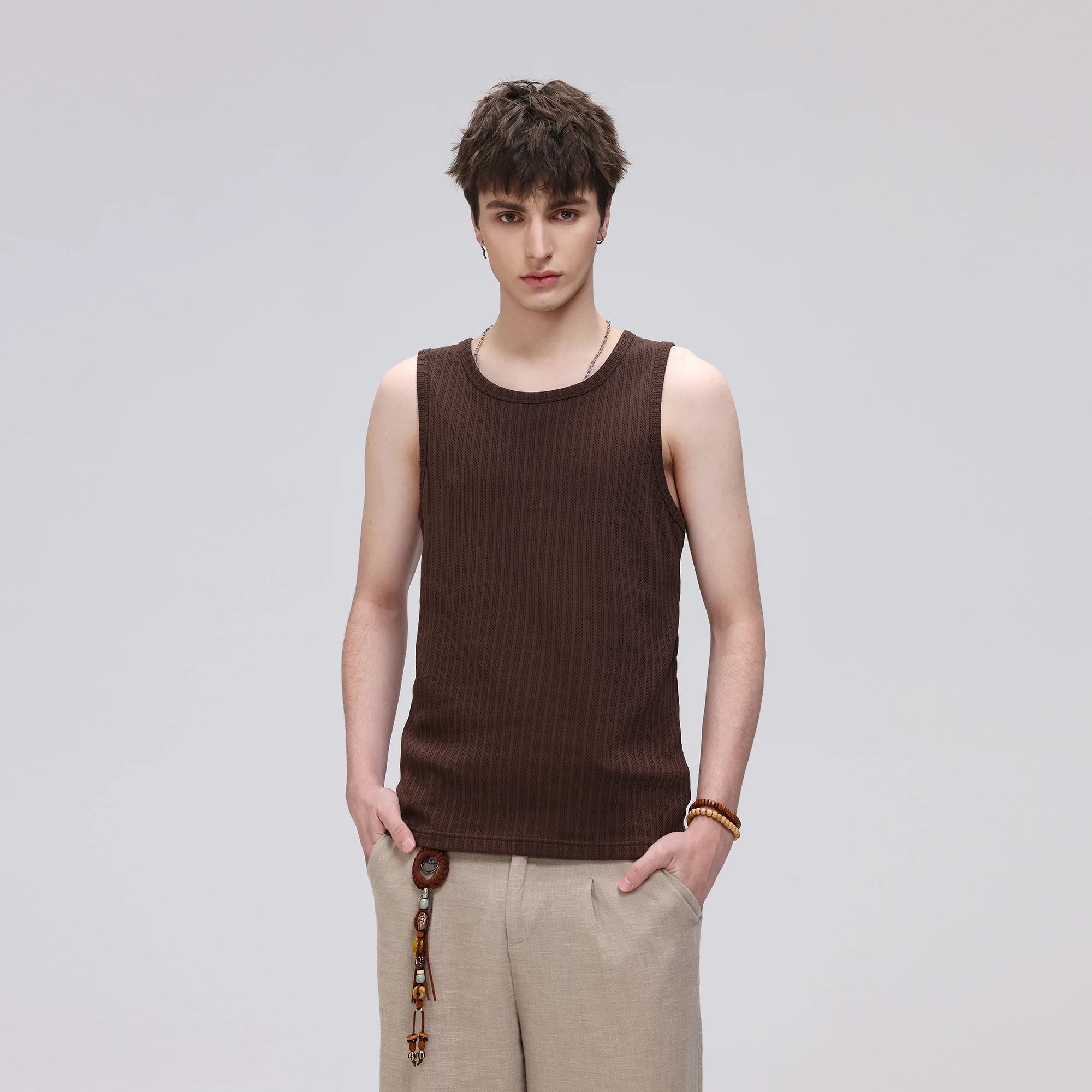 

Mens Vests Linen Cotton 16S Ultra Fine Spun Old Money Cool Feeling Sport Sleeveless Top