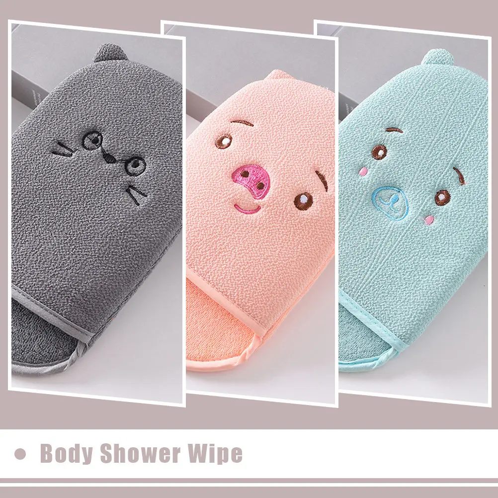 

3Pcs Cartoon Bath Scrubbing Gloves Creative Lovely Shower Wipe Cleaner Exfoliating Soft Skin Shower Mitts