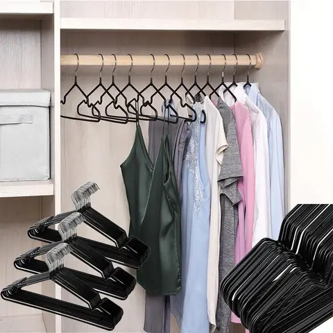 Cintres de costume en métal enduit antidérapant, cintres robustes pour vêtements, cintre de chemise et de veste en métal avec encoches rondes pour robe