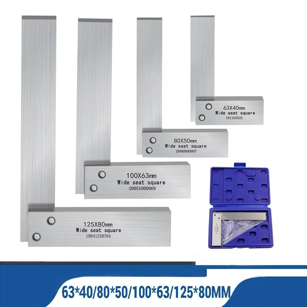 

Углеродистая сталь, 90 градусов, металлическая угловая линейка, транспортир, квадратная линейка с плоским краем, измерительные инструменты для машиниста, 63x40, 80x50, 100x60, 125 × 80 мм