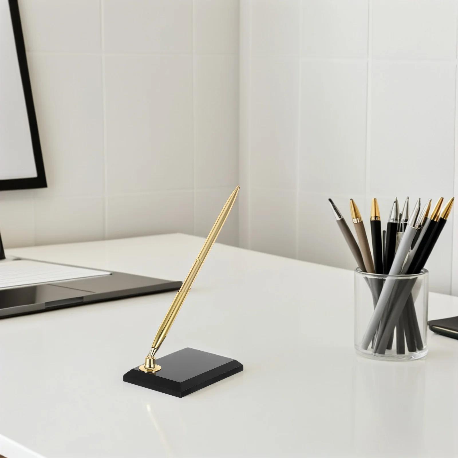 لافتة في القلم: قلم حبر جاف معدني مع حامل أكريليك لتوقيع كتاب الضيوف وحفلات الزفاف والاستقبال والاستخدام التجاري في المكتب #6
