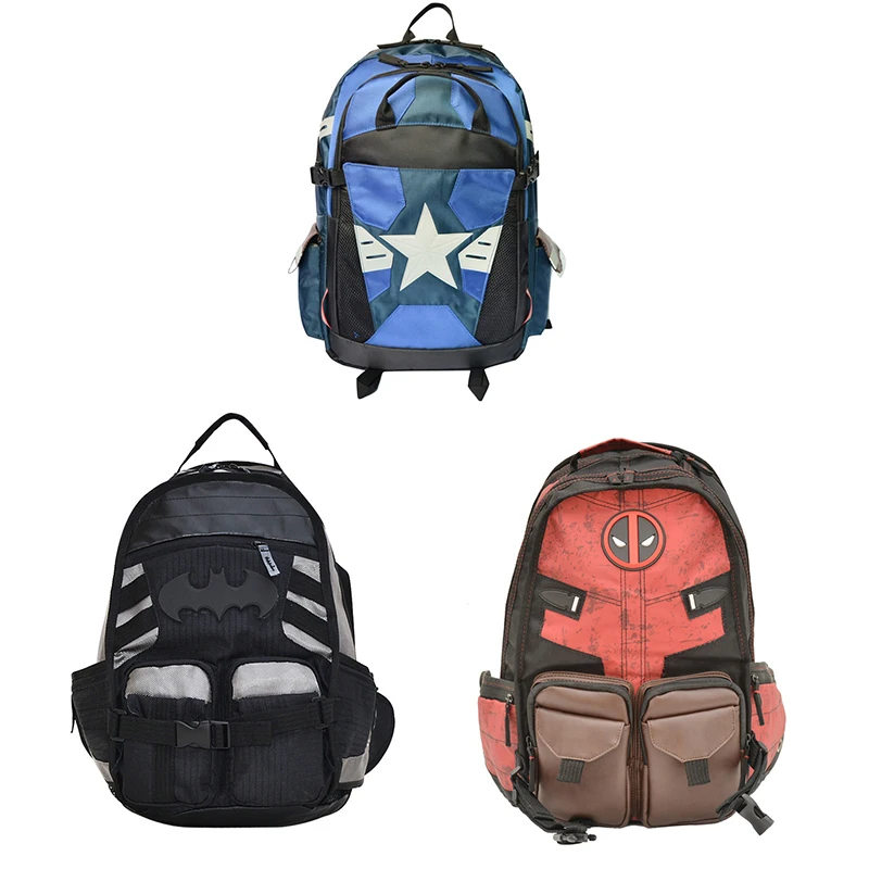 Marvel Avengers Deadpool Captain America Backpack Anime Cartoon Backpacks Outdoor Leisure Travel High Capacity Backpack Gift