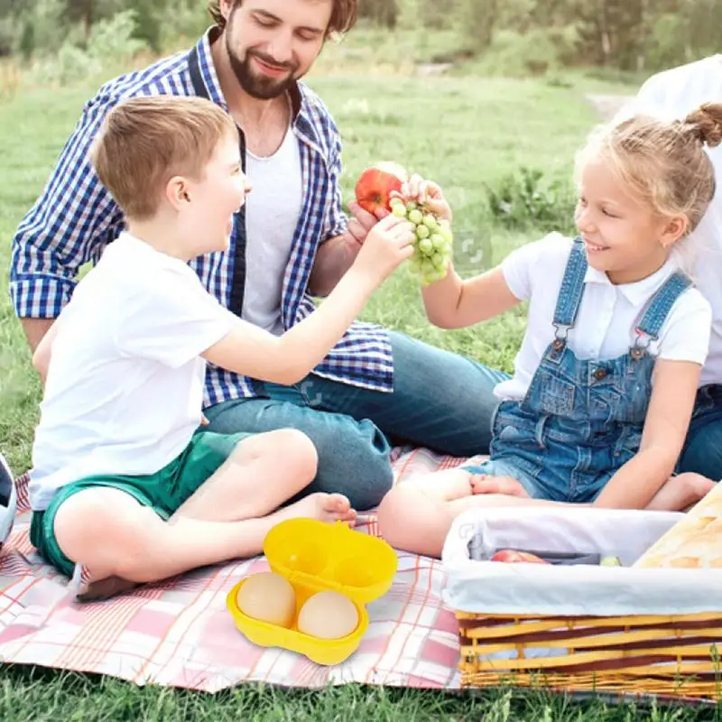 ﻿ Portable 2-Compartment Egg Box Outdoor Picnics Camping Egg Protection Tray Travel Breakfast Egg Carrying Storage Box