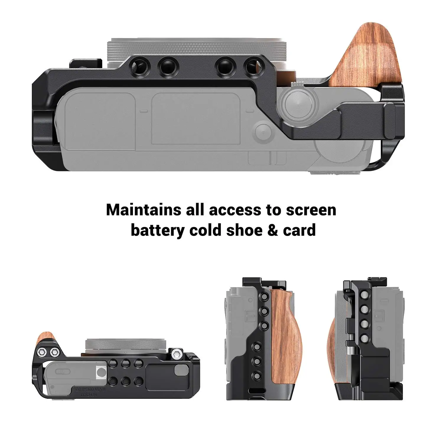 SmallRig Cage for Sony RX100 VII & RX100 VI Camera Feature w/ Wooden Side Handle Cold Shoe Mount Fr Microphone DIY Options 2434