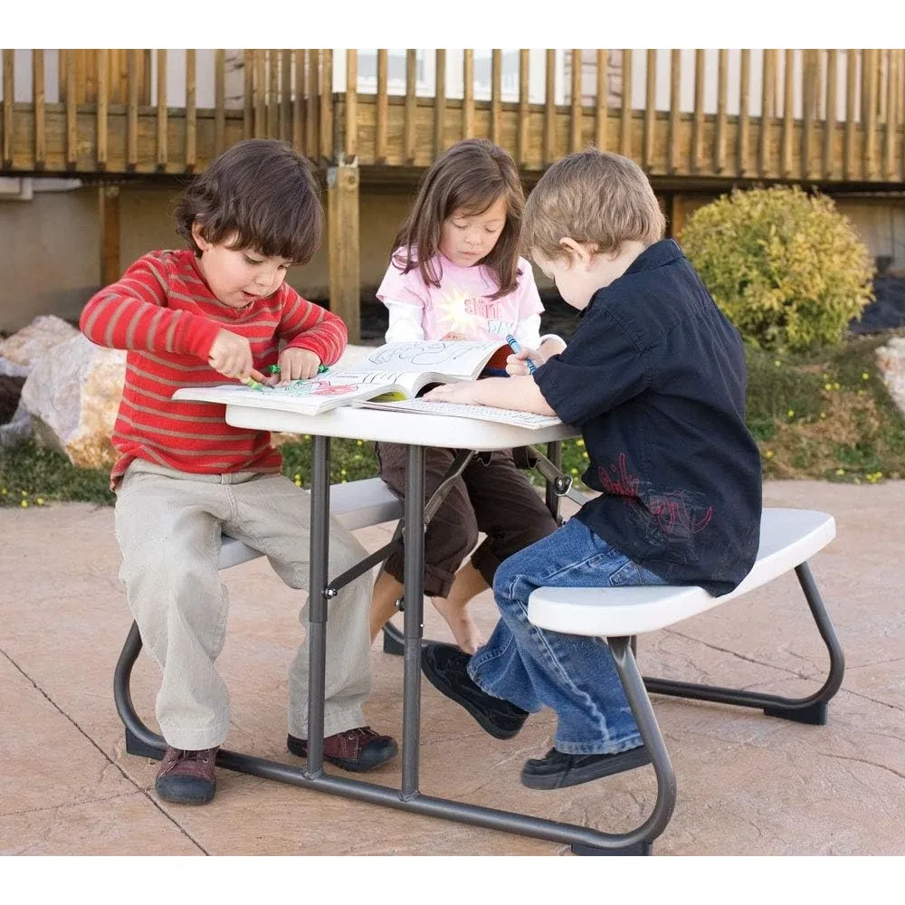 Kids Picnic Table, Almond Color, Folds Flat for Easy Storage and Transport
