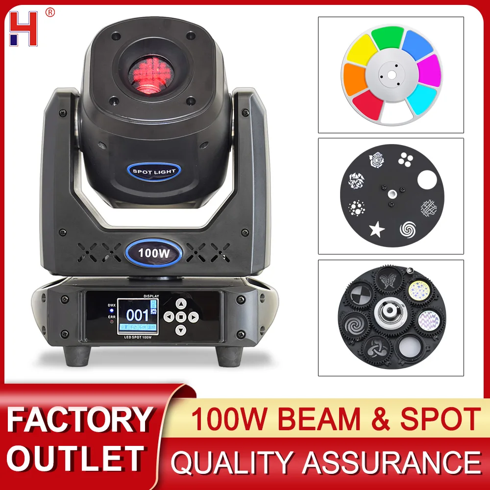 

HongYi Lyre 100W Spot Effect 7 Gobos 8 Colors Projector 5-Facet Prism DMX 512 15Ch Moving Head Stage Lights For KTV DJ Disco Bar