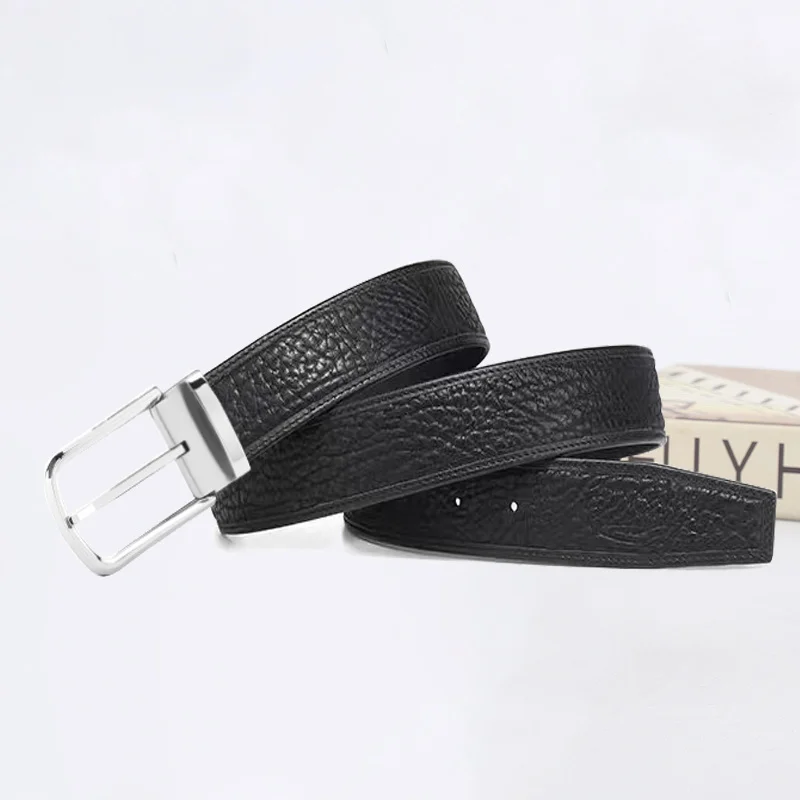 

Top master designed high-end belt stainless steel hardware buckle embossed pattern cowhide 3.5cm width real picture