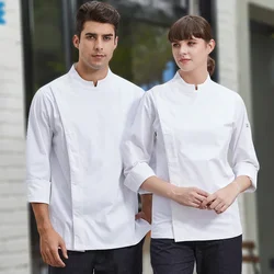 Chaqueta de Chef de alta calidad para hombres y mujeres, ropa de trabajo, camisa superior, restaurante, Hotel, Chef, abrigo, uniforme, logotipo personalizado