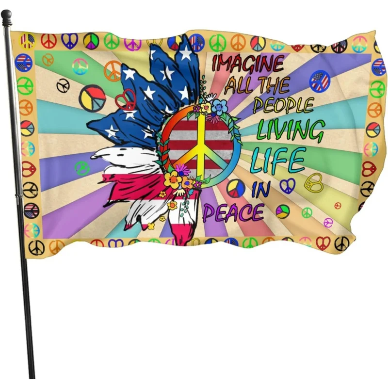 1pc, 2D flat, peace flag, suitable for indoor and outdoor use, with metal eyelets, peace banner, home and patio decoration, wsj