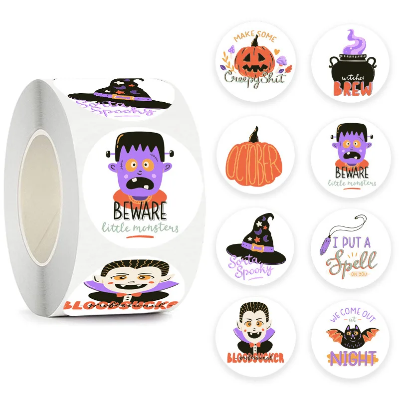50-500 pcs Happy Halloween Kids Holiday Thanks Decorative Sticker Sticker Label 1 Inch