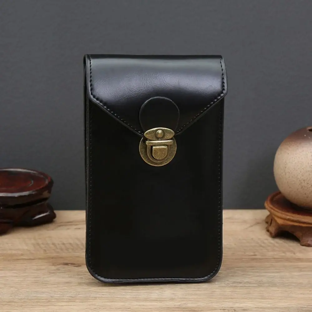 

Retro Leather Phone Belt Bag WaterProof Multifunctional Waist Bag Universal Male Waist Pouch Men