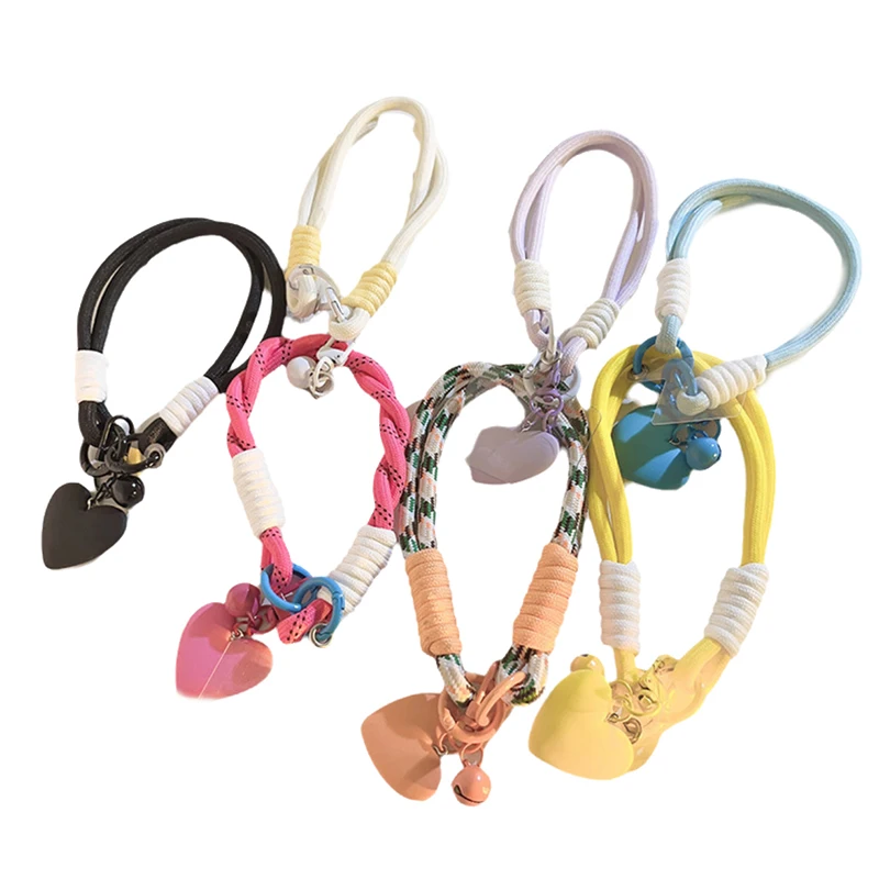1 Piece Charm Strap Cord Keychain For Phone 16 Lanyards Bag CCD Girl Hanging Rope Heart Bell Pendant Braided Rope Phone Chain